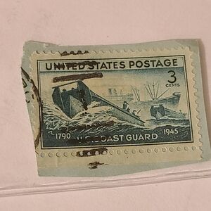Unique Vintage Blue and White Postage Stamp